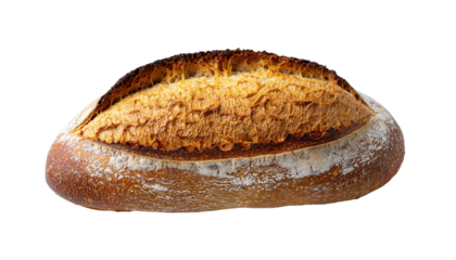 Rustic Artisan Bakery Bread Loaf with Golden Crusty Slash Top Warm Glow Shallow Depth of Field Isolated on Transparent Background