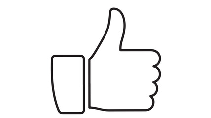 a simple black and white outline of a hand displaying a thumbs up gesture symbolizing approval positivity and agreement commonly used in digital communication