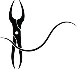 Illustration forceps stylized medical instrument icon with line silhouette vector