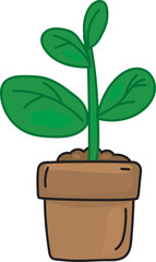 Potted Plant Vector Icon for Desk Decor, Nature, Home Office, and Refreshing Workspace.