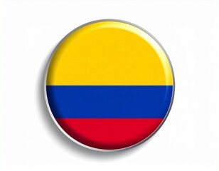Fototapeta premium Colombia Flag Button on White Background
