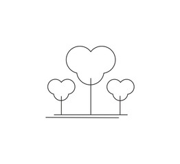 Tree and nature icon line. white background Vector illustration. Illustration can be downloaded. Vector can be edited