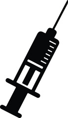 Illustration Medical syringe icon injection black and white silhouette vector