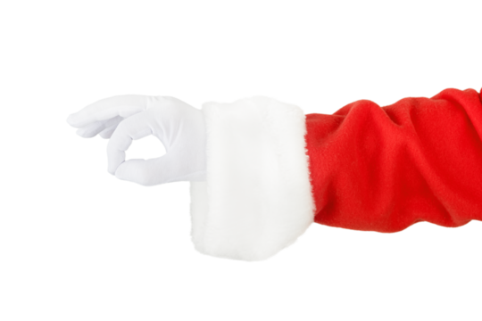 Christmas Santa Claus hand isolated on white background with clipping path. Design element.