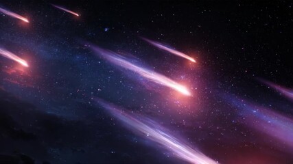 comets drifting through space, glowing tails, starry background, cosmic dust, ethereal atmosphere, vivid colors, space art, mesmerizing celestial phenomenon - Powered by Adobe