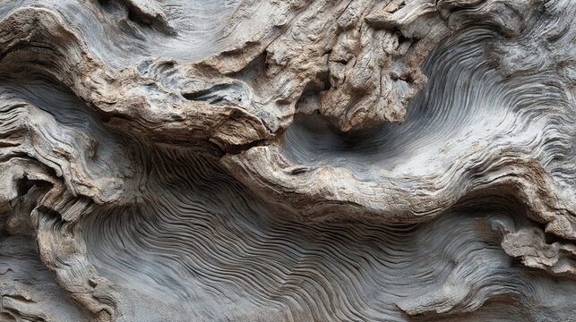 Close up view of weathered driftwood showing intricate patterns and textured surfaces detail