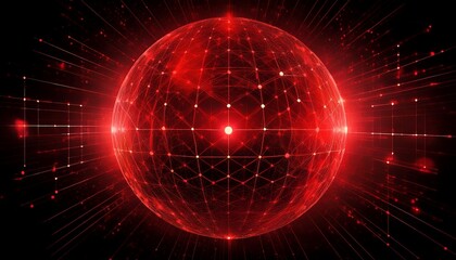 Fototapeta premium an abstract red tech sphere for a background with ai and future data concepts in a dark space or for a network design