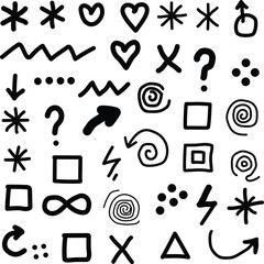 Obraz premium Hand drawn doodles and symbols isolated on transparent background