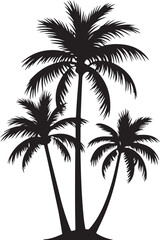Fototapeta premium Silhouette of three palm trees against a white background
