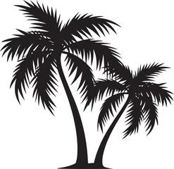 Silhouette of two palm trees against a white background