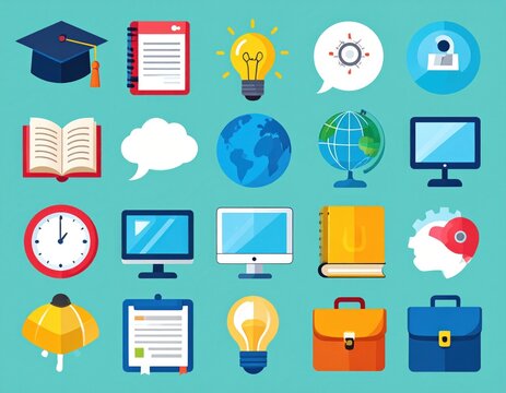 Assorted vector illustrations of educational items and tools