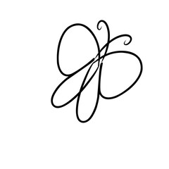 Elegant Line Art Butterfly on a Vibrant white Background