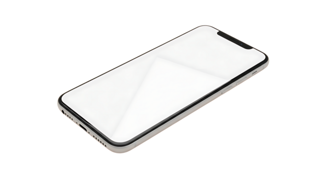 Smartphone with blank white screen on black background