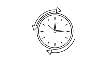Clock icon with arrows indicating rotation and continuous time.