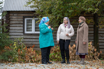 Portrait of three elderly village women