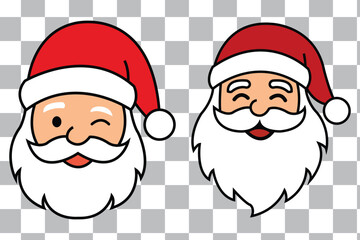 Set of santa claus head. Santa faces set. Christmas claus character set. Cute funny santa claus. Saint nick head for Christmas cards, banners, labels. Cute noel icon. collection of santa head.