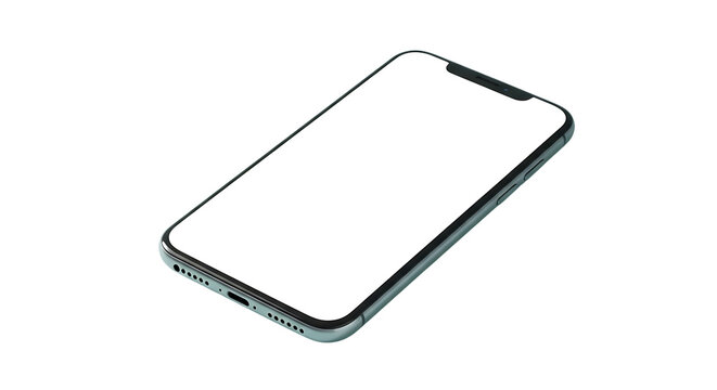 Smartphone with blank screen on black background