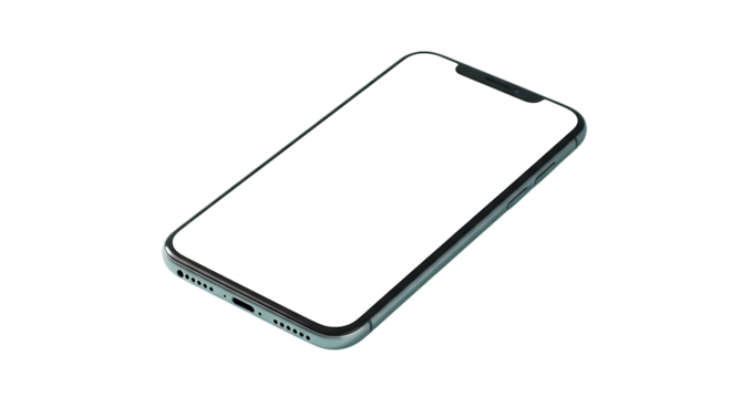 Smartphone with blank screen on black background