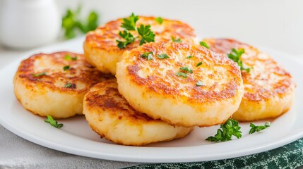 Crispy golden potato pancakes with fresh parsley