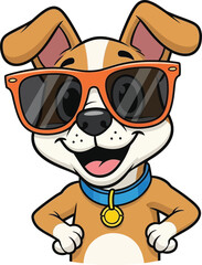 Fototapeta premium dog with sunglasses on white background