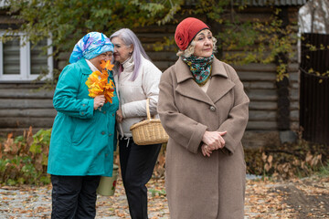 Portrait of three elderly rural women - a villager