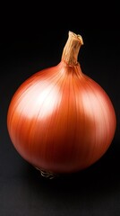Fresh whole brown onion on black background