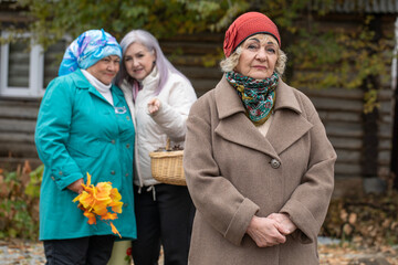 Portrait of three elderly rural women - a villager