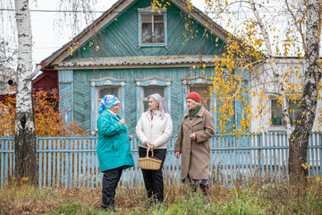 Portrait of three elderly village women