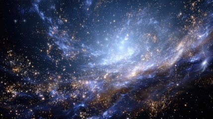 Stunning view of outer space with bright stars and swirling galaxies in deep universe
