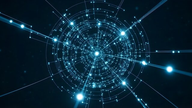 Digital network connections radial data flow technology background