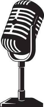 Vintage microphone illustration with classic design and retro appeal.