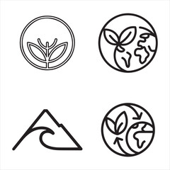 Abstract mountain and ocean wave combined icon design silhouette