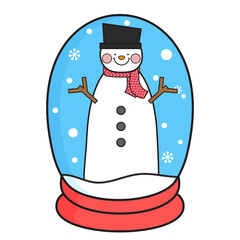 snowman in snow globe with counting buttons cartoon illustration.