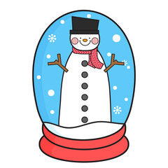 snowman in snow globe with counting buttons cartoon illustration.