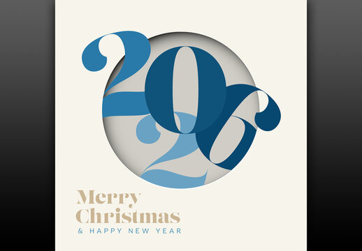 Stylish 2026 Typography Design for Christmas & New Year Greetings