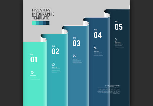 Five Steps Infographic Template with Wavy Design