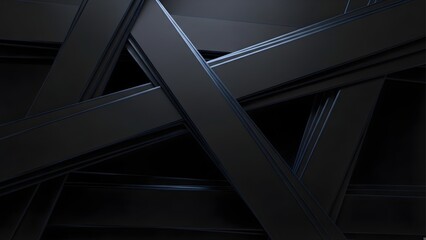 Sleek dark geometric abstract background with modern blue lines