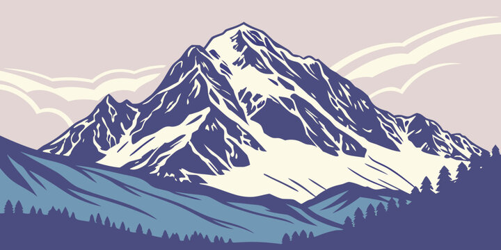 Denali Alaska peak silhouette minimal
