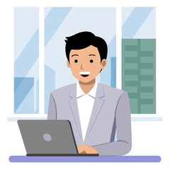 Smiling east asian professional man in business attire