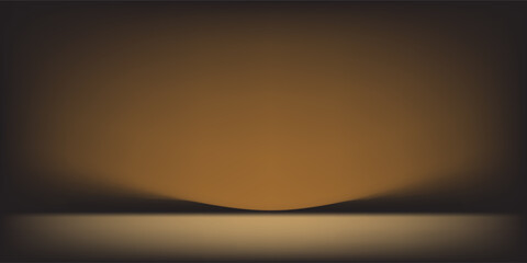 Dark gold gradient background studio with two lights shiny abstract pattern, modern and luxury empty room interior for premium product display lighting.