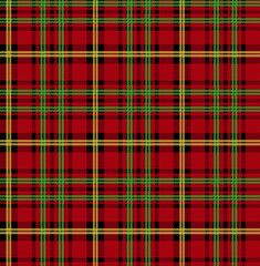Timeless tartan pattern with vibrant red, green, and gold hues evoking classic style and festive holiday cheer for fashion and textile designs