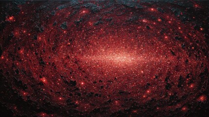 Cosmic Galaxy with Bright Red Stars and Deep Space Dust Visualization