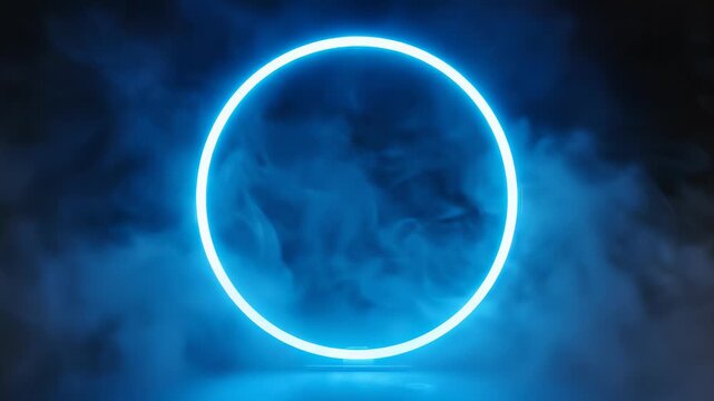 Blue Neon Ring Swirls in Darkness, Creating an Abstract Visual Effect that Distills the Essence of Cutting Edge Technology, Inviting Users to Tap into their Creative Potential and Bring.