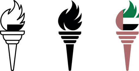 Torch symbols vector design representing inspiration unity and celebration with flames and national flag emblem