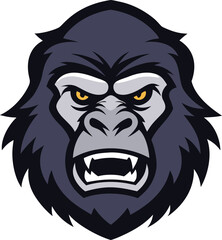 Fierce gorilla head mascot logo illustration with bared teeth
