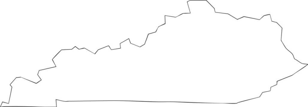 Kentucky USA State Map Outline, Editable Vector EPS, Blank Printable Map

