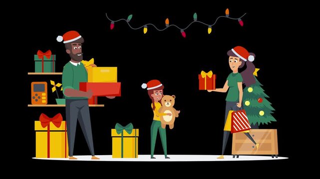 4K Christmas Shopping Animation Footage | 4K Colorful Holiday Shopping Animation | 4K Festive Christmas Market Shopping Animation | 4K Christmas Gift Shopping Animated Footage
