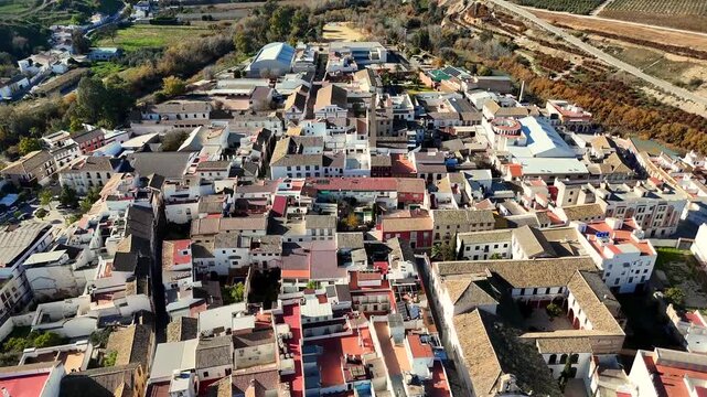 Old town meets modern design in Puente Genil aerial landscape