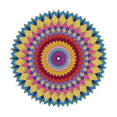 Colorful geometric mandala pattern with vibrant colors
