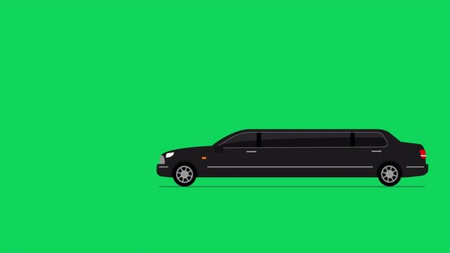 black limousine car animation 2d on green screen video footage